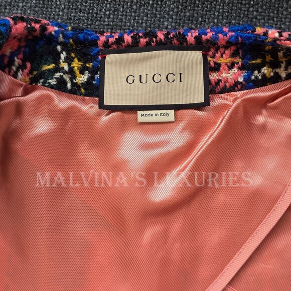 GUCCI JACKET WOOL TARTAN CHECK BOUCLE BLAZER - Picture 15 of 16